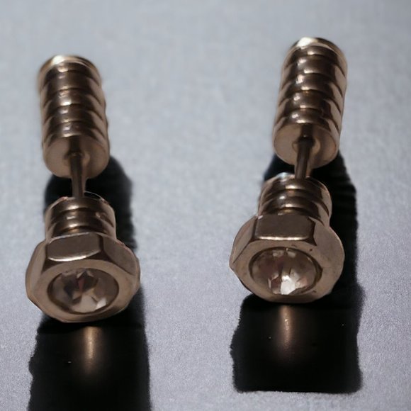 Rhinestone Screw Earrings Fake Cheaters Plugs Earrings  Unisex - Picture 2 of 5